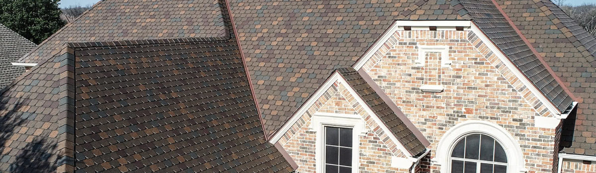 F Wave Synthetic Shingles on Brick Home